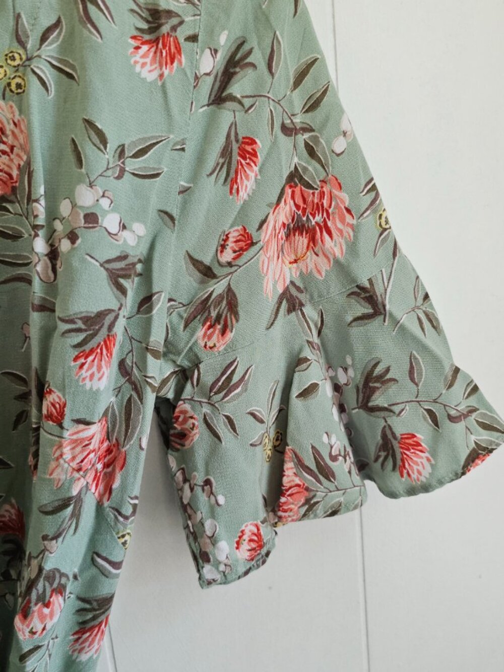 LOFT Celadon Floral Wrap Blouse - Picture 4 of 8